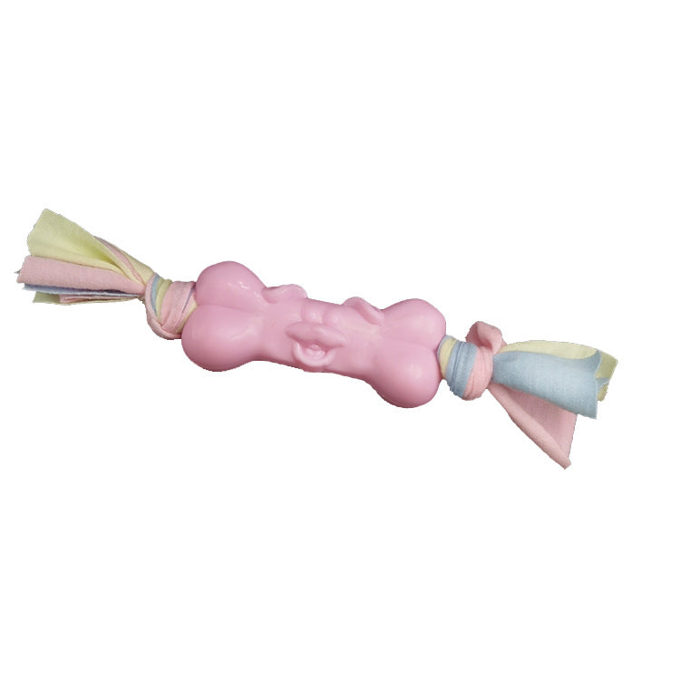 TPR Dog Bone Cotton Cloth Strips for Teeth Relief