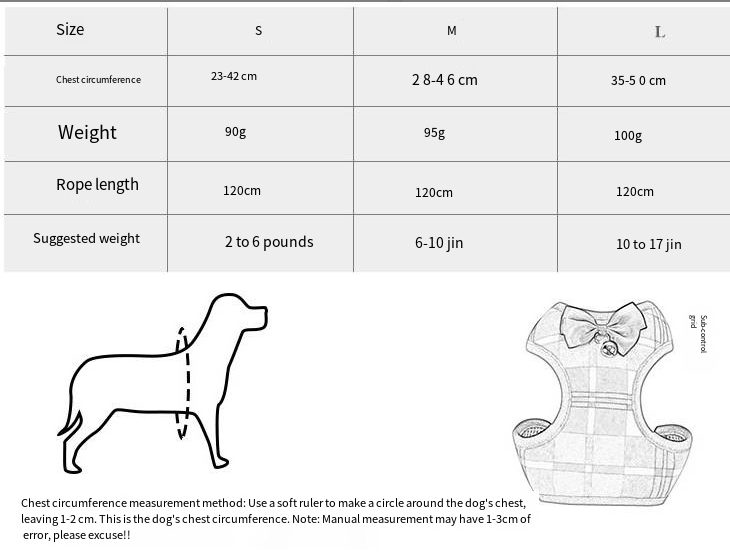 Dog Leash with Checkered Bowtie Harness for Pets