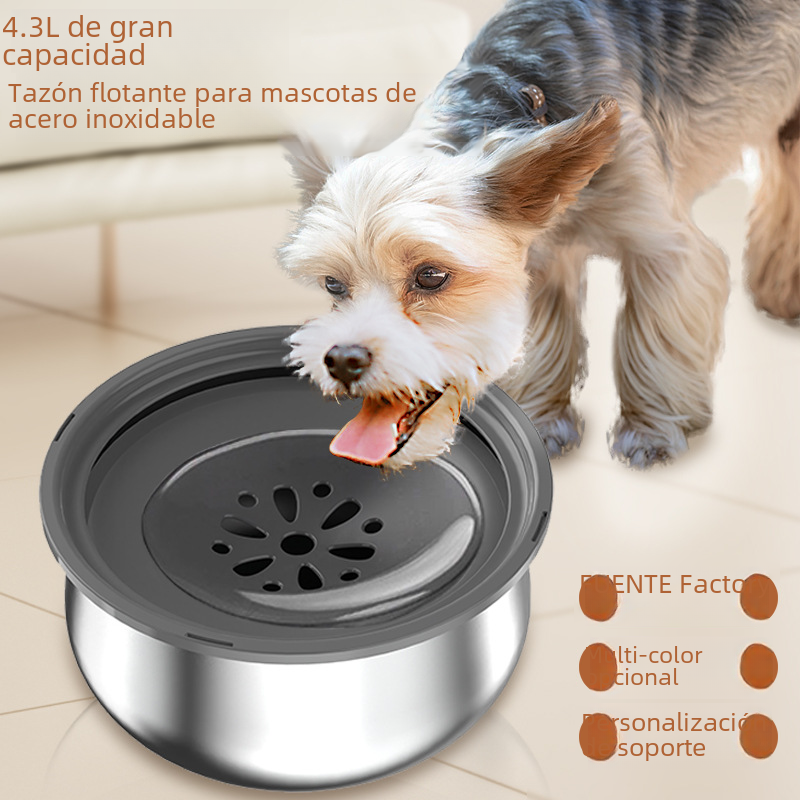 Stainless Steel Large Pet Water Bowl with Splash Guard