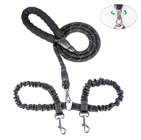 Double Headed Retractable Dog Leash with Pull Rope